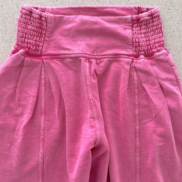 FREE PEOPLE 💕 High Waist Pink Cotton Jogger Beach Pants with Ankle Ties Women XS - Picture 4 of 15